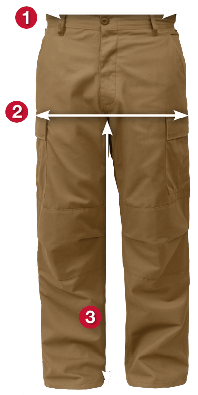Rothco Tactical BDU Pants Size Chart