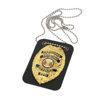 Police badge leather holder with chain Royalty Free Vector