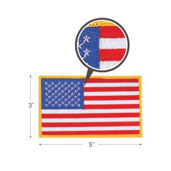 Rothco American Flag Patch - Hook Back - Black / Silver, Reverse