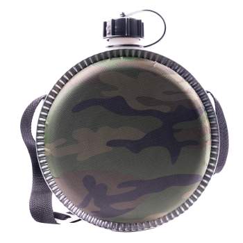 Rothco Woodland Camo 2 QT Desert Canteen, Desert Canteen, Canteen, Camping Canteen, Camping Accessories, Camping Gear, 2-quart canteen, 2-quart desert canteen, mini desert canteen, bpa free, water canteen, hiking canteen, western canteen, old west canteen, cowboy canteen, saddle canteen, camo canteen, camouflage canteen, BPA Free Canteen