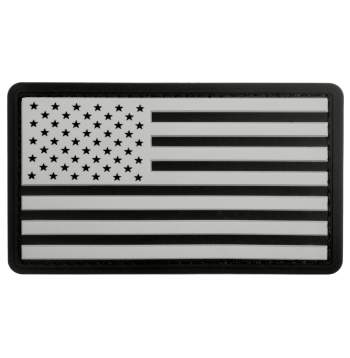 3 Inch PVC Velcro Black American Flag Right Stars Hook and Loop Glow Flag  Patch | ONE SHEAR®