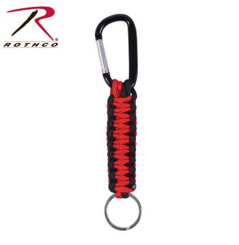 4-string Red White & Black Brick Pinstripe Paracord Keychain 